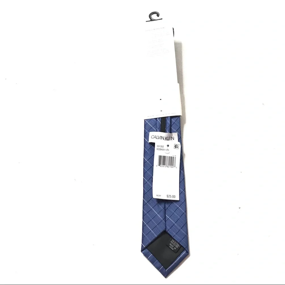 Calvin Klein Zipper up Adjustable Pre-tied Necktie Polyester Blue